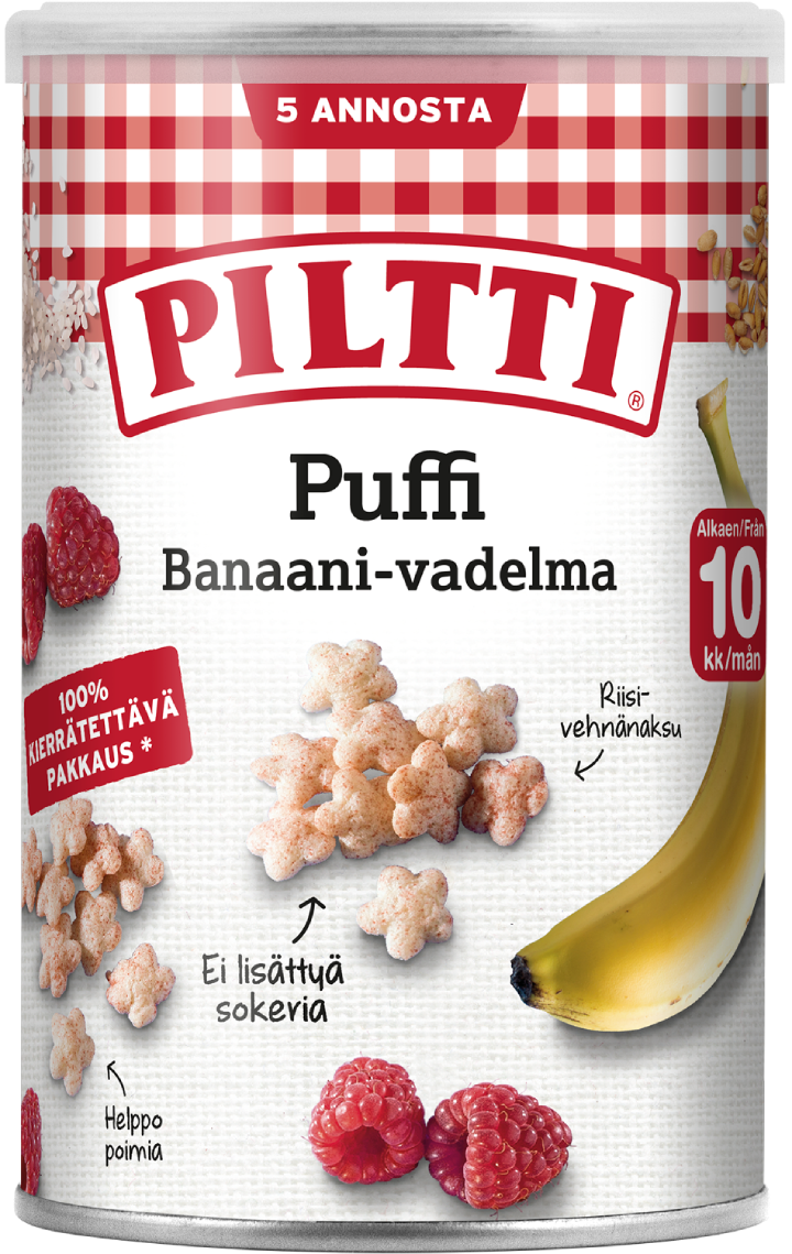 Piltti Puffi Banaani-vadelma 10kk | Piltti